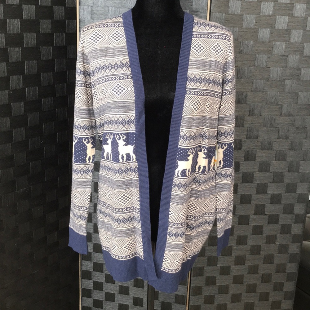 NEW⭐️ G.H. Bass & Co. Blue & Tan Size S Pattern Cardigan